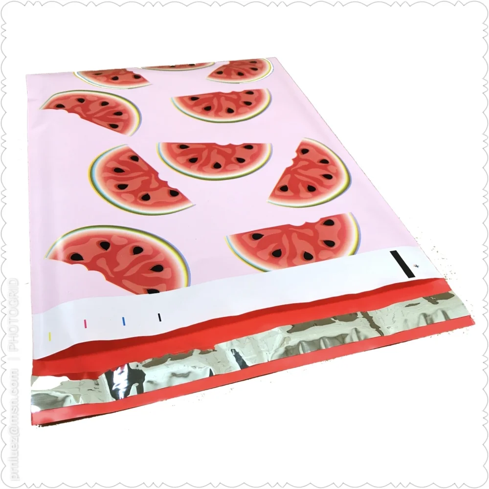 25 (10x13) Watermelon Designer Poly Mailers - Picture 3 of 6
